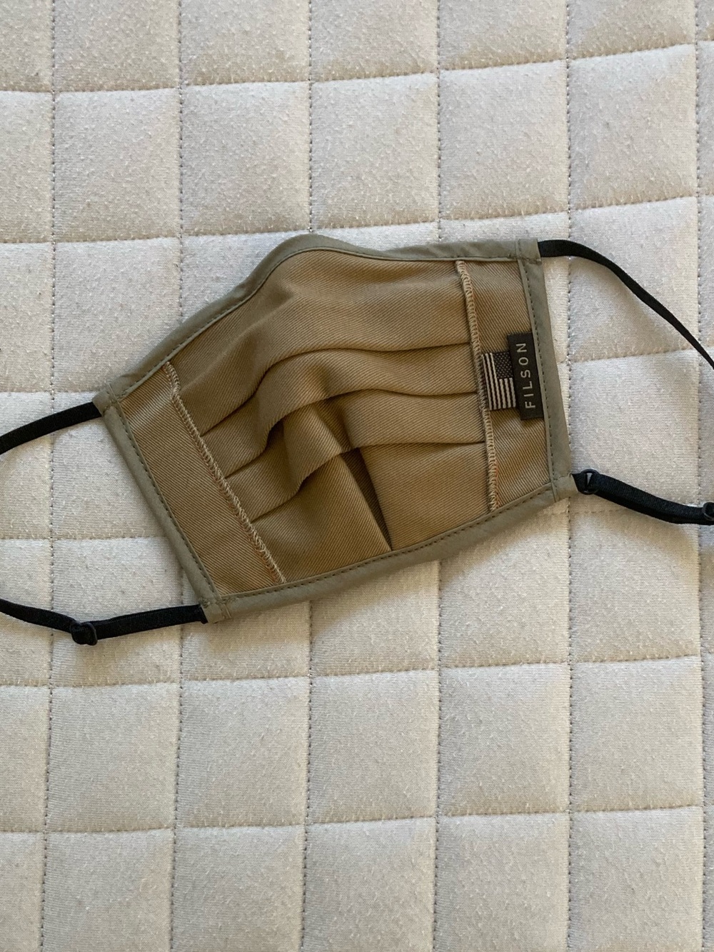 Filson Men's Tan Cotton Face Mask with Black Straps